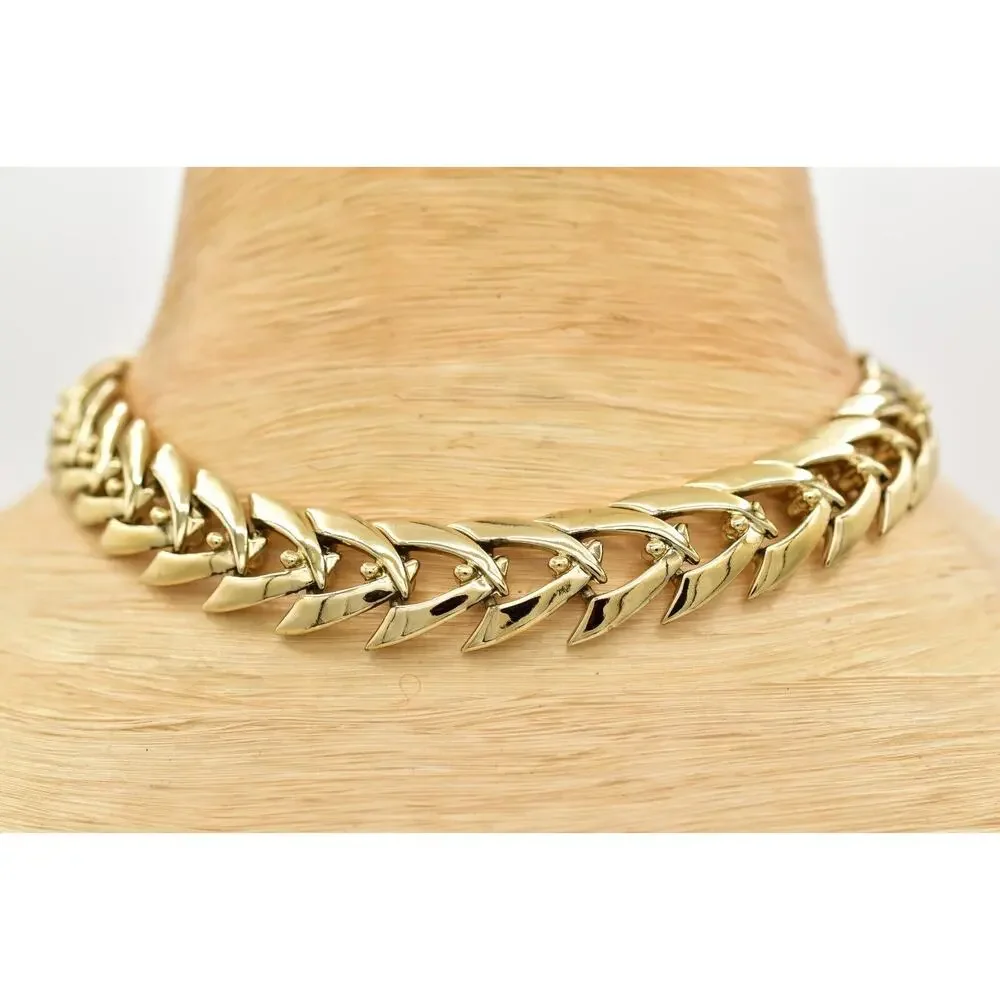 Coro Vintage Choker Necklace Linked Chain Gold Heavy Chunky Signed 1950s BinA17